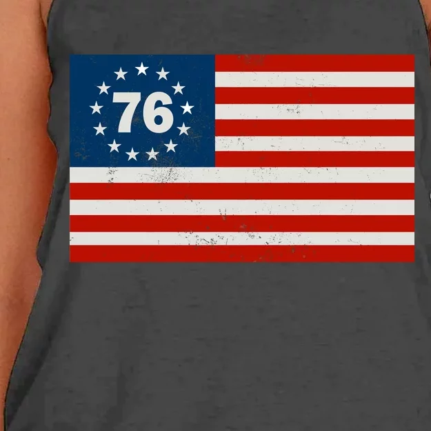 Betsy Ross Flag United States of America 1776 Women's Knotted Racerback Tank