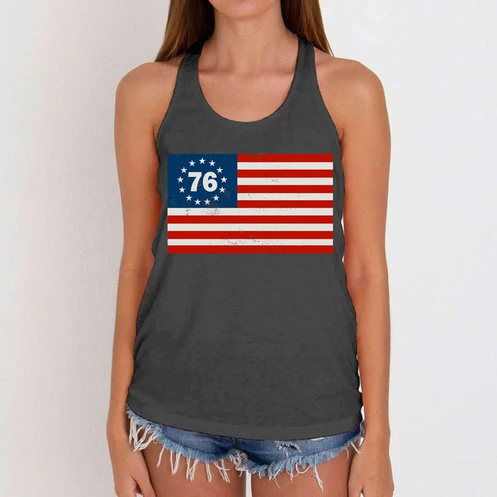 Betsy Ross Flag United States of America 1776 Women's Knotted Racerback Tank