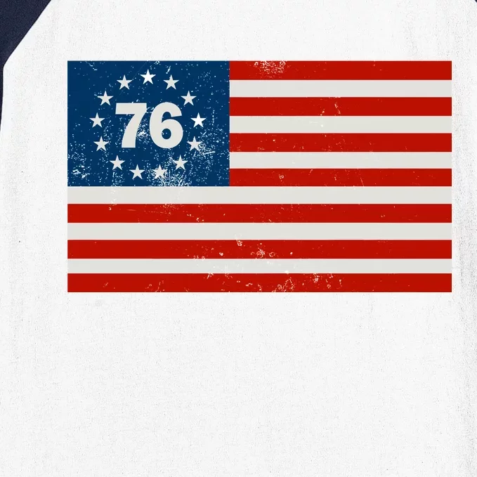 Betsy Ross Flag United States of America 1776 Baseball Sleeve Shirt