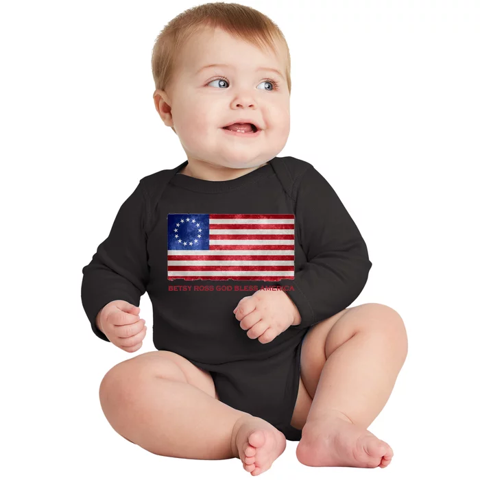 Betsy Ross God Bless America Baby Long Sleeve Bodysuit