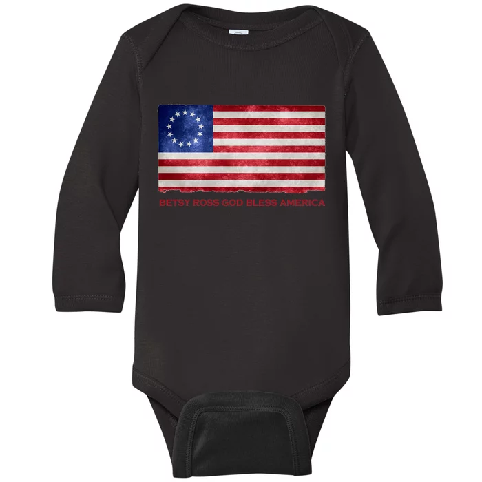 Betsy Ross God Bless America Baby Long Sleeve Bodysuit