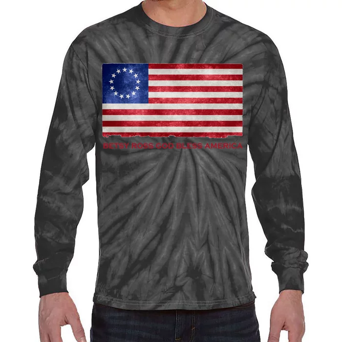 Betsy Ross God Bless America Tie-Dye Long Sleeve Shirt