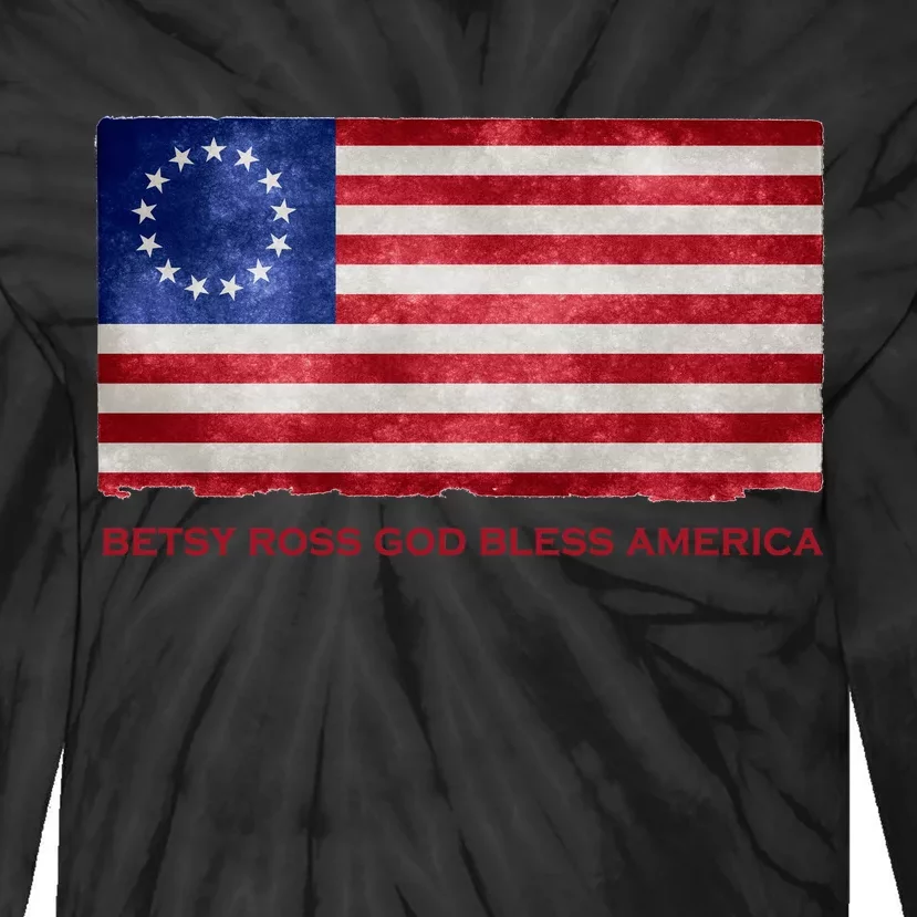 Betsy Ross God Bless America Tie-Dye Long Sleeve Shirt