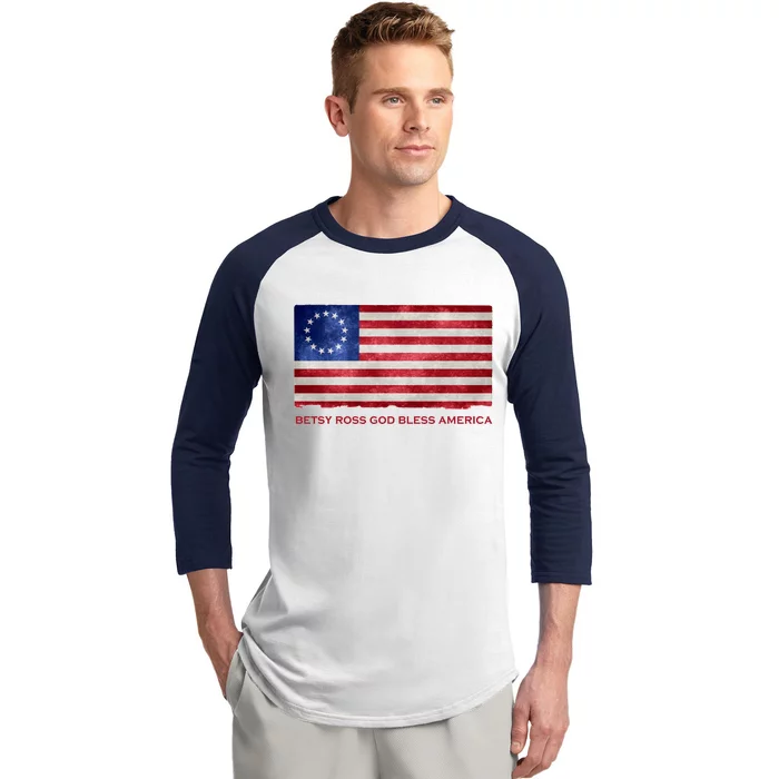 Betsy Ross God Bless America Baseball Sleeve Shirt