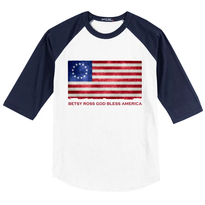 Betsy Ross God Bless America Baseball Sleeve Shirt