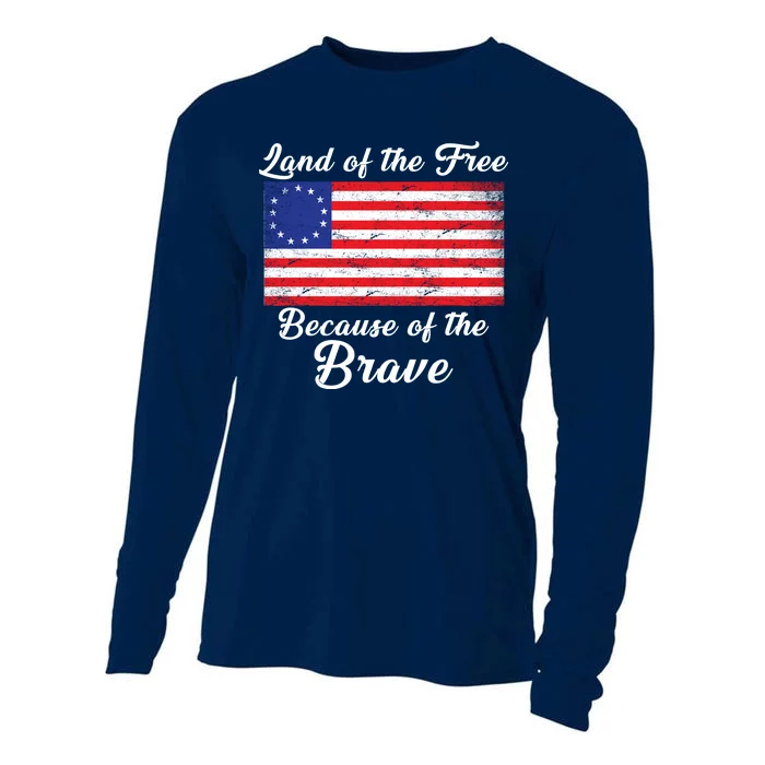 Betsy Ross Land Of The Free Because Of The Brave Cooling Performance Long Sleeve Crew