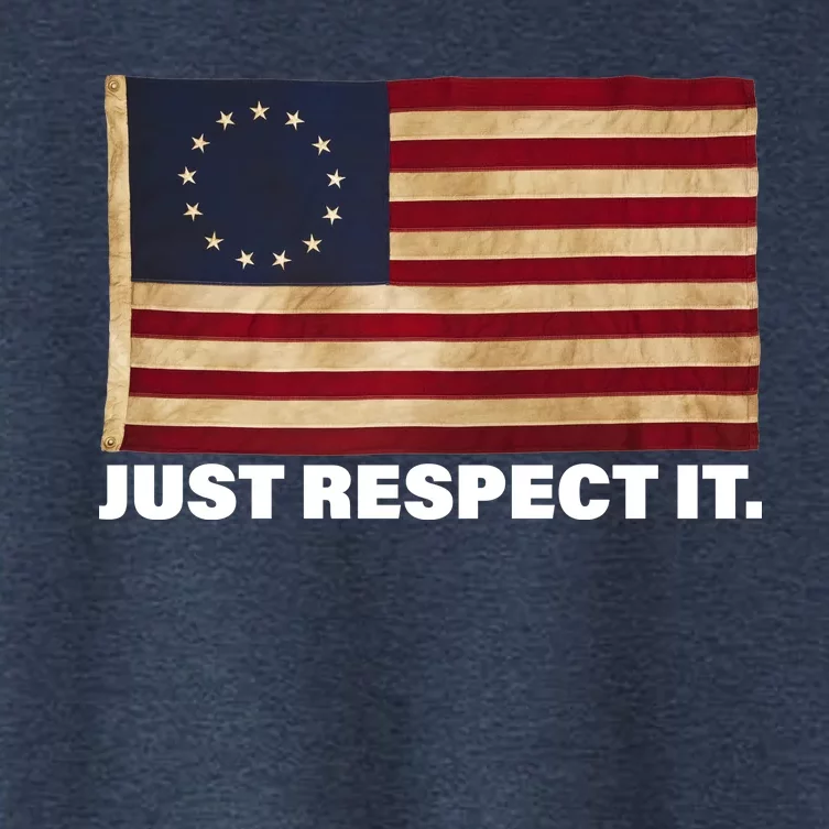 Betsy Ross Original Colonies Just Respect It Women's Crop Top Tee