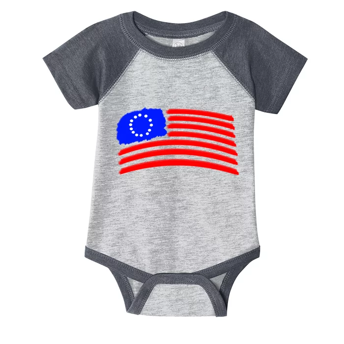 Betsy Ross Original Painted Flag Infant Baby Jersey Bodysuit