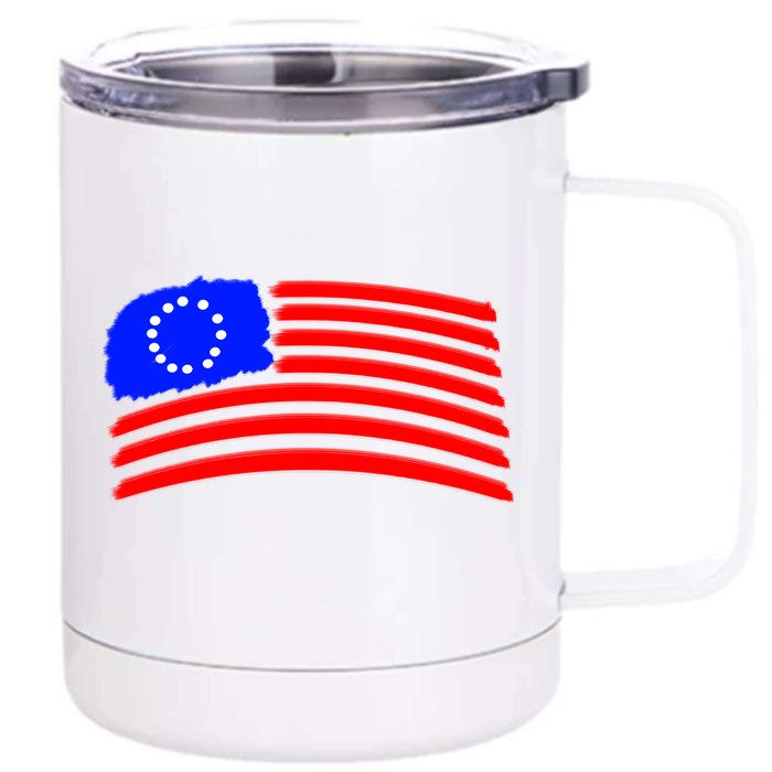 Betsy Ross Original Painted Flag Front & Back 12oz Stainless Steel Tumbler Cup