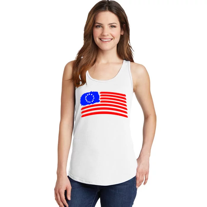 Betsy Ross Original Painted Flag Ladies Essential Tank