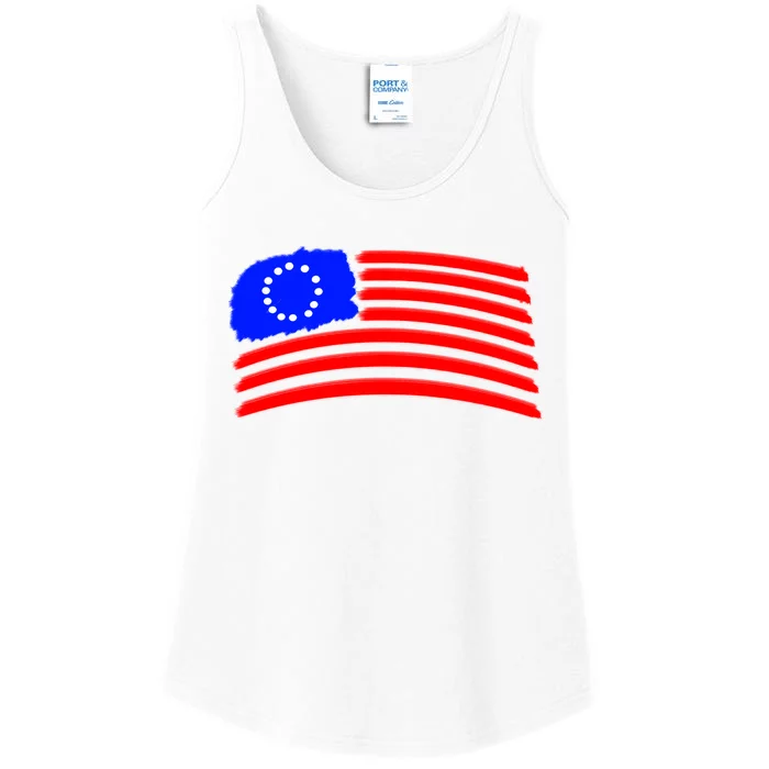 Betsy Ross Original Painted Flag Ladies Essential Tank