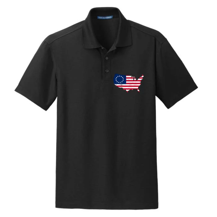 Betsy Ross USA Flag Revolutionary War Dry Zone Grid Performance Polo