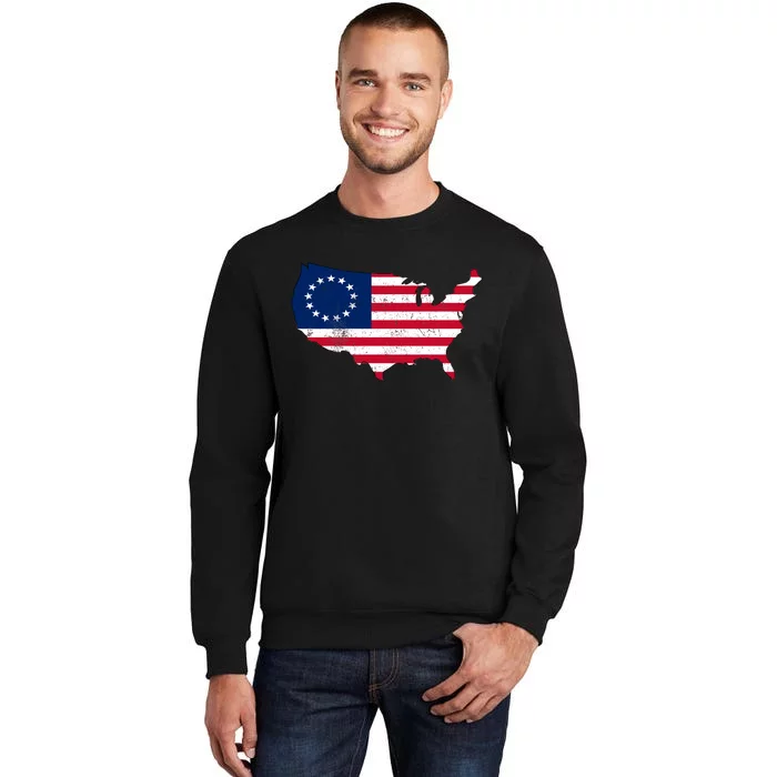 Betsy Ross USA Flag Revolutionary War Tall Sweatshirt