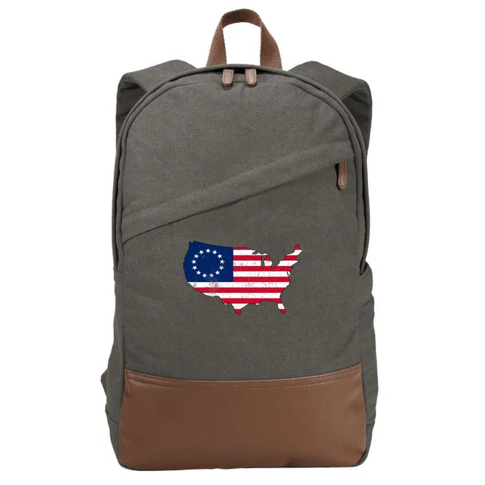 Betsy Ross USA Flag Revolutionary War Cotton Canvas Backpack