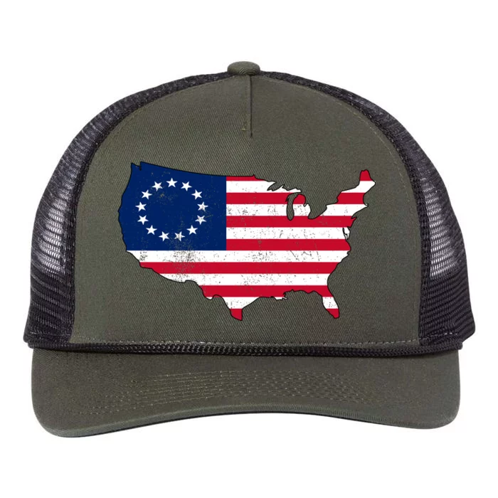 Betsy Ross USA Flag Revolutionary War Retro Rope Trucker Hat Cap