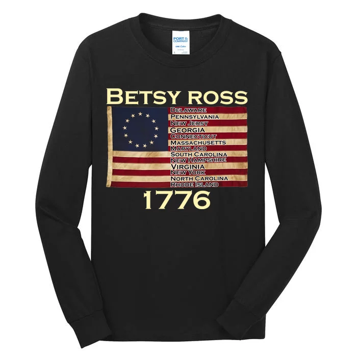 Betty Ross Original Colonies Flag Tall Long Sleeve T-Shirt