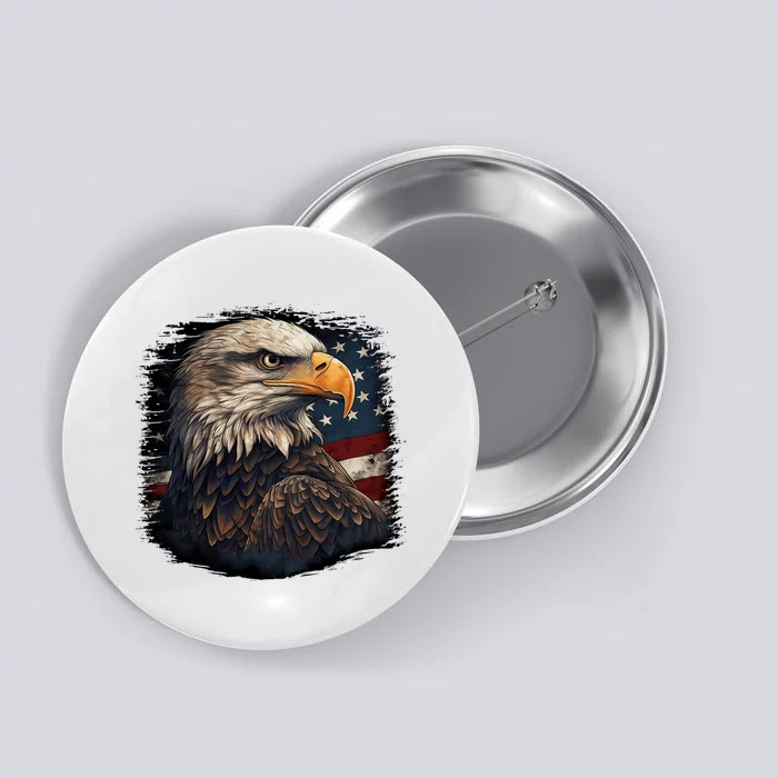 Bald Eagle Us American Flag 4th Of July Proud Patriotic Button