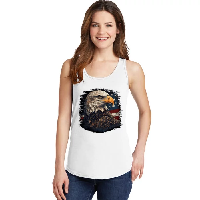 Bald Eagle Us American Flag 4th Of July Proud Patriotic Ladies Essential Tank