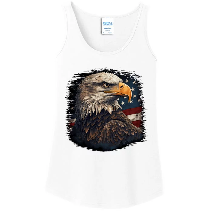 Bald Eagle Us American Flag 4th Of July Proud Patriotic Ladies Essential Tank