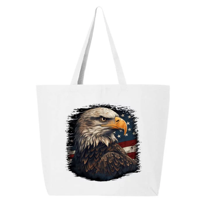 Bald Eagle Us American Flag 4th Of July Proud Patriotic 25L Jumbo Tote