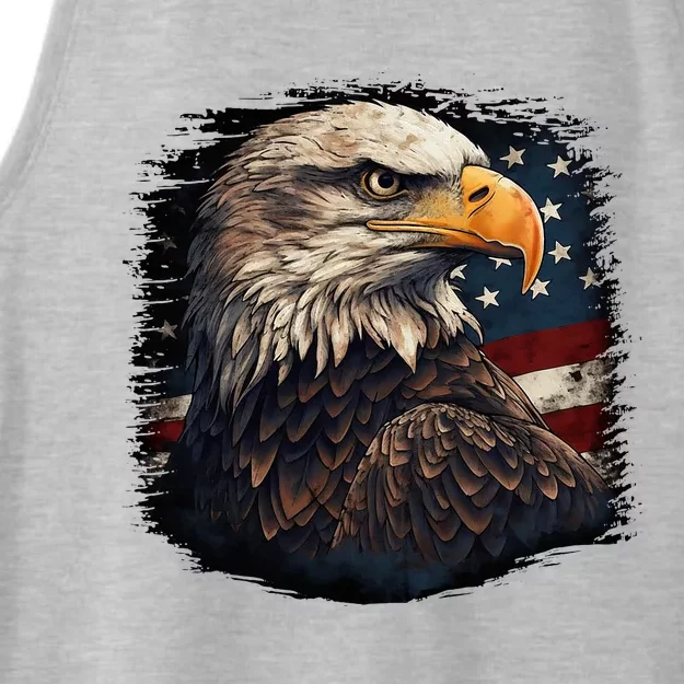 Bald Eagle Us American Flag 4th Of July Proud Patriotic Ladies Tri-Blend Wicking Tank