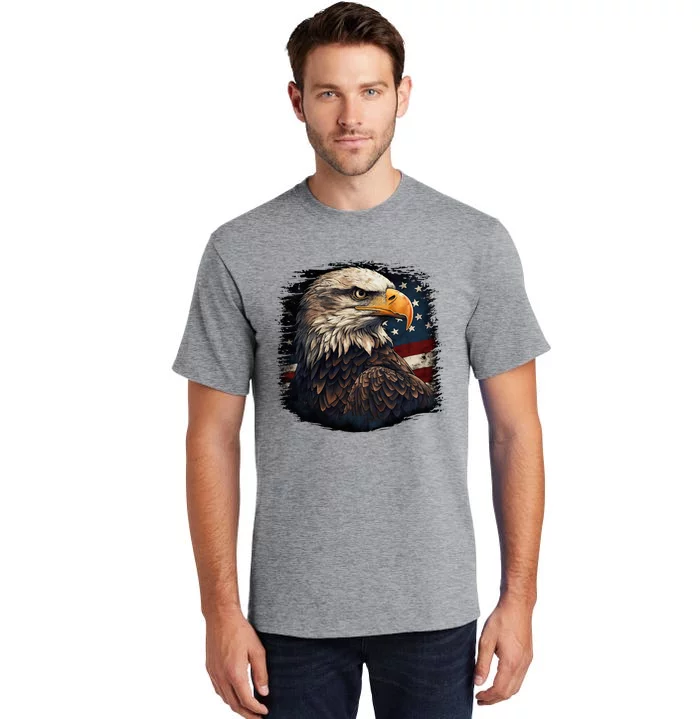 Bald Eagle Us American Flag 4th Of July Proud Patriotic Tall T-Shirt