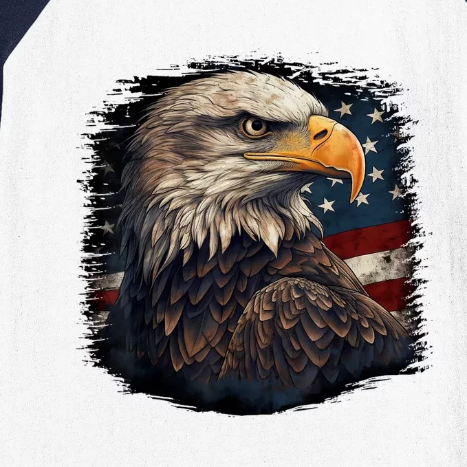 Bald Eagle Us American Flag 4th Of July Proud Patriotic Baseball Sleeve Shirt