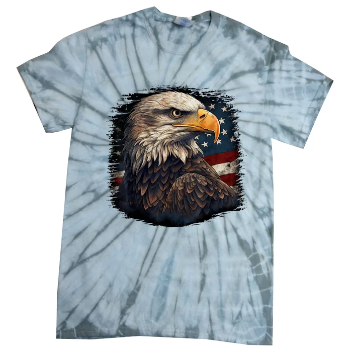 Bald Eagle Us American Flag 4th Of July Proud Patriotic Tie-Dye T-Shirt