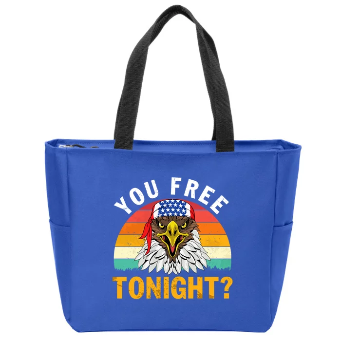 Bald Eagle Vintage 4th Of July You Free Tonight Meaningful Gift Zip Tote Bag