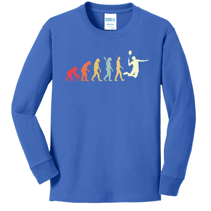 Badminton Evolution Vintage Retro Sports Funny Badminton Gift Kids Long Sleeve Shirt