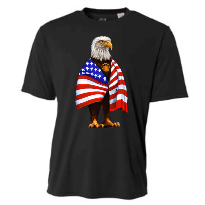 Bald Eagle Wearing An American Flag Great Gift Patriotic Eagle Great Gift Cooling Performance Crew T-Shirt