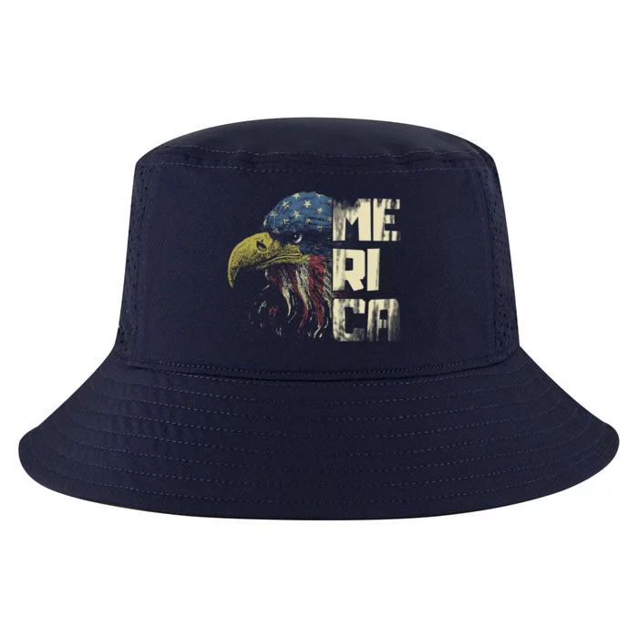 Bald Eagle With American Flag Gift Cool Gift Merica Patriotic Eagle Cool Gift Cool Comfort Performance Bucket Hat