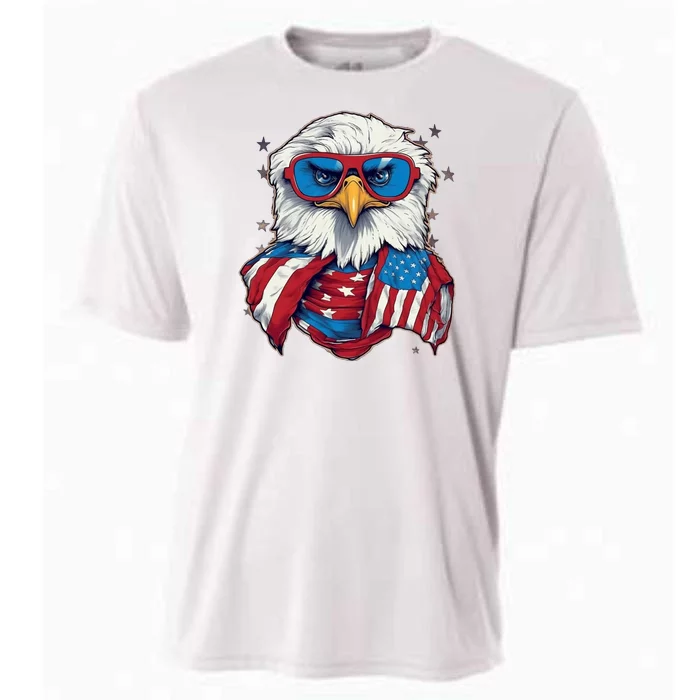 Bald Eagle With American Flag IA Cooling Performance Crew T-Shirt