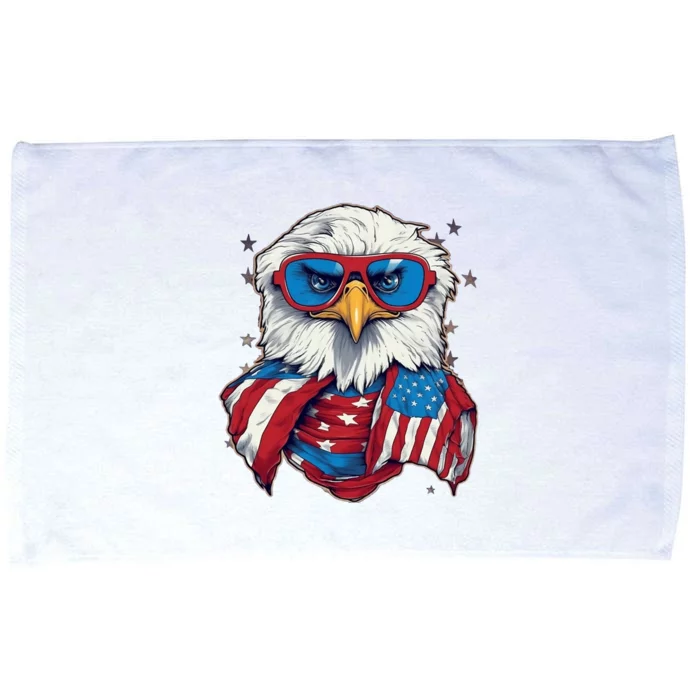 Bald Eagle With American Flag IA Microfiber Hand Towel