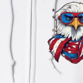 Bald Eagle With American Flag IA Full Zip Hoodie