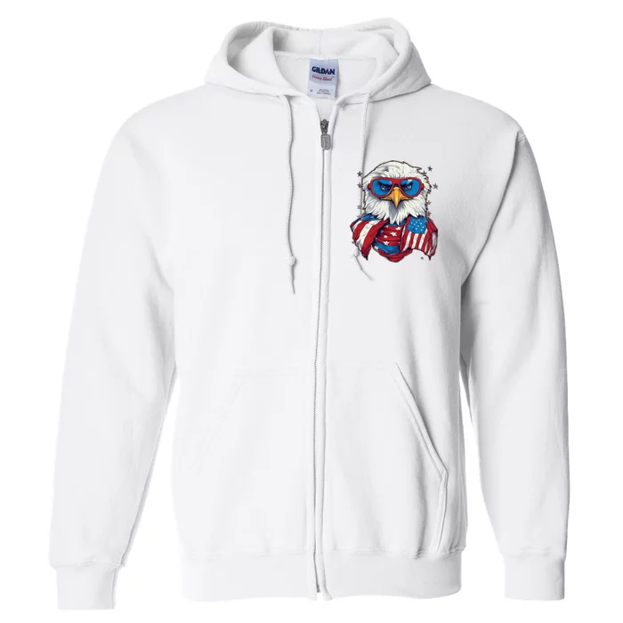 Bald Eagle With American Flag IA Full Zip Hoodie