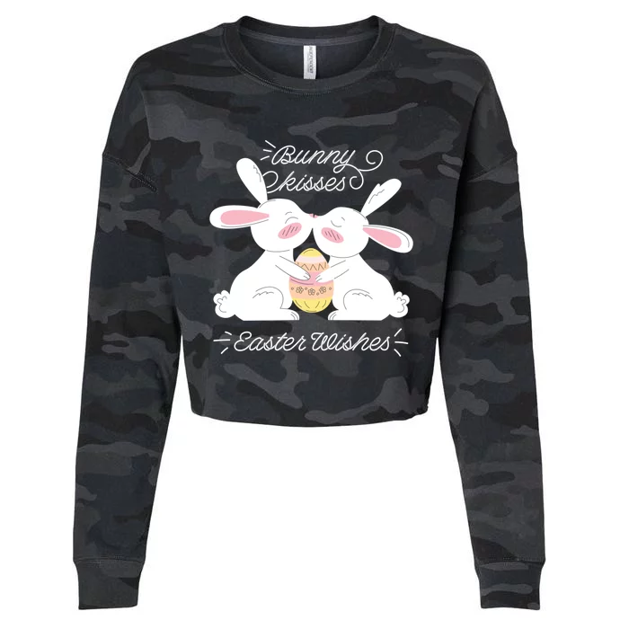 Bunny Easter Wishes! Cute Easter Design! Great Gift Cropped Pullover Crew