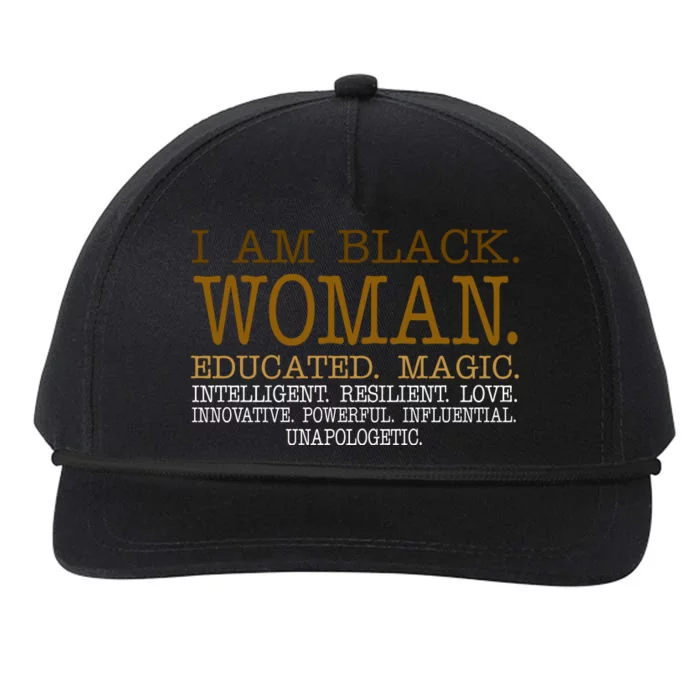 Black Educated Woman Quote Snapback Five-Panel Rope Hat