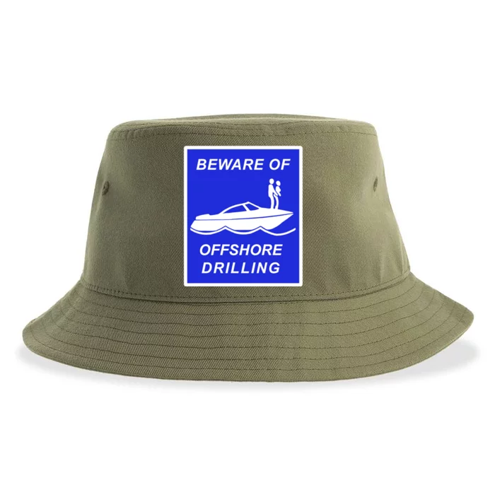 Beware Of Offshore Drilling Funny Boat Sustainable Bucket Hat