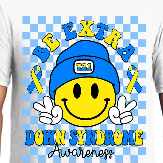 Be Extra Yellow And Blue Smile Face Down Syndrome Awareness Pajama Set