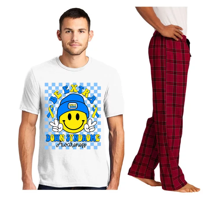 Be Extra Yellow And Blue Smile Face Down Syndrome Awareness Pajama Set