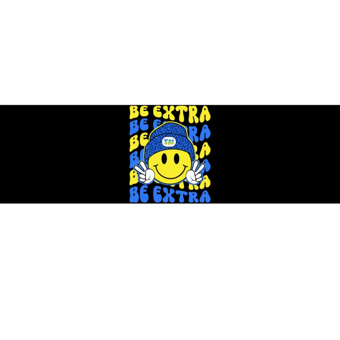 Be Extra Yellow And Blue Smile Face Down Syndrome Awareness Bumper Sticker