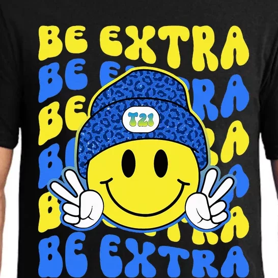 Be Extra Yellow And Blue Smile Face Down Syndrome Awareness Pajama Set