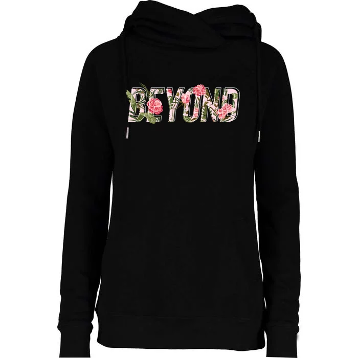 Beyond Flower Floral Style Womens Funnel Neck Pullover Hood