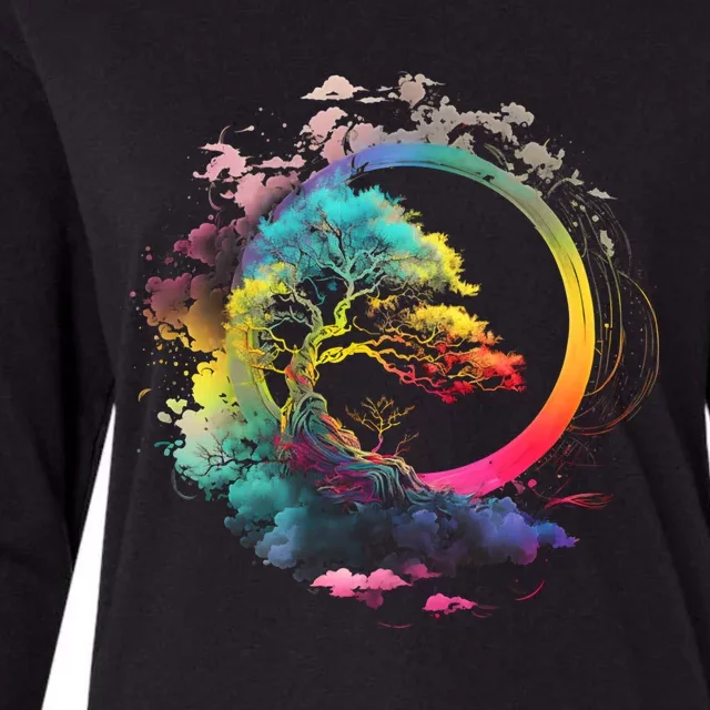 Bonsai Enso Zen Circle Tree Of Life Japanese Spirituality Gift Womens Cotton Relaxed Long Sleeve T-Shirt