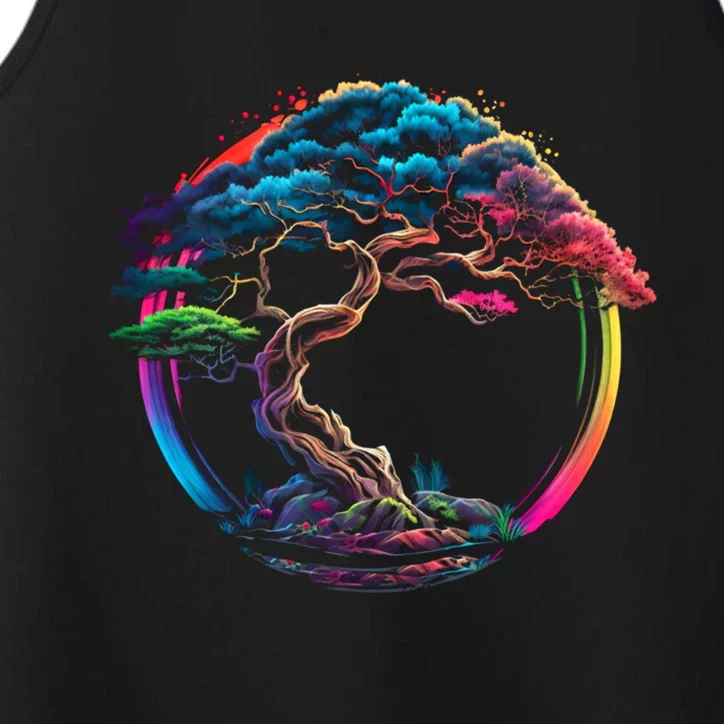 Bonsai Enso Zen Circle Tree Japan Spirituality Rainbow Gift Performance Tank