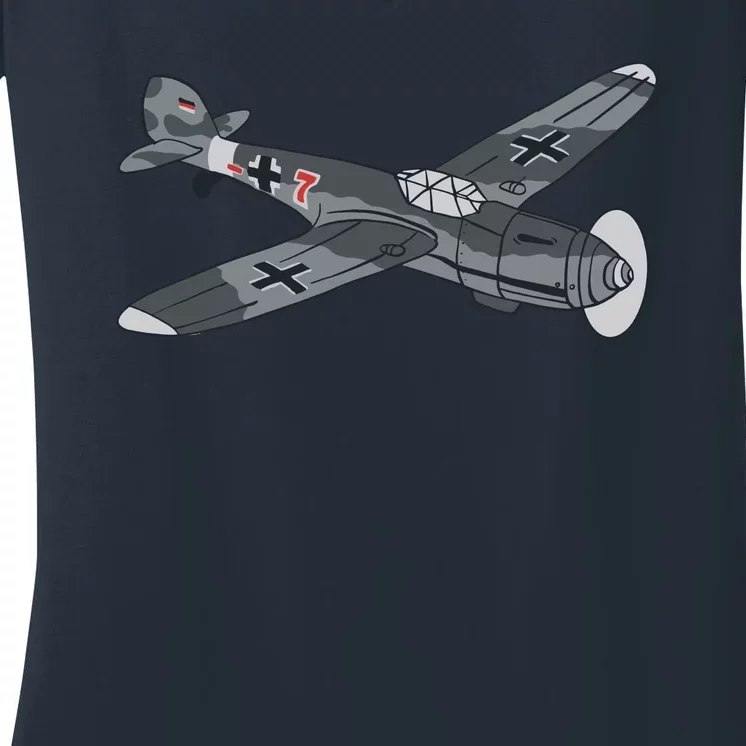 BF 109 Aircraft Women's V-Neck T-Shirt