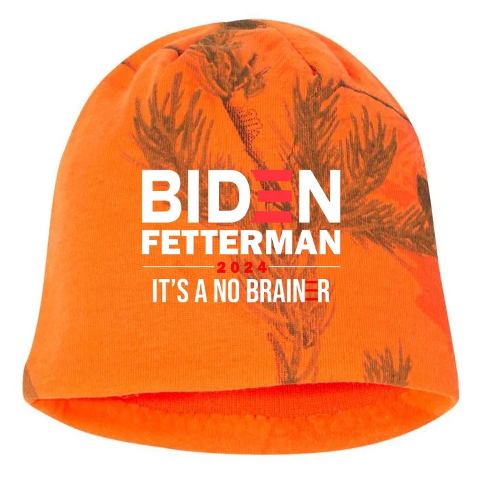 Biden Fetterman 2024 It's A No Brainer 24 Election USA Kati - Camo Knit Beanie