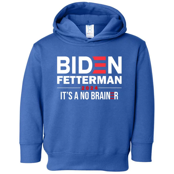 Biden Fetterman 2024 It's A No Brainer 24 Election USA Toddler Hoodie