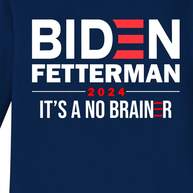 Biden Fetterman 2024 It's A No Brainer 24 Election USA Baby Long Sleeve Bodysuit